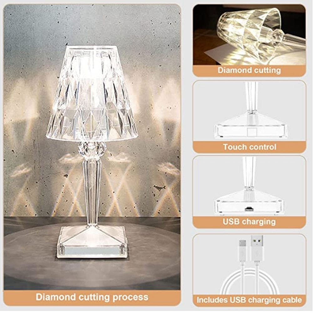 CrystaLamp - LED Bordslampa tillverkad av diamantkristall | Veska