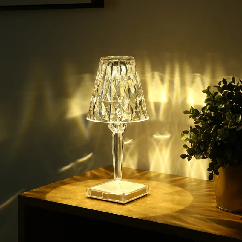 CrystalLuxe Bordslampa - Elegant Kristall Bordsljussättning Veska