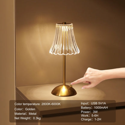 Crystaluxe Lampa - LED Crystal Bordslampa med Touchfunktion Veska