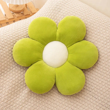 Daisy Plush Kudde | Veska Grön med vit mitt (6 blad)