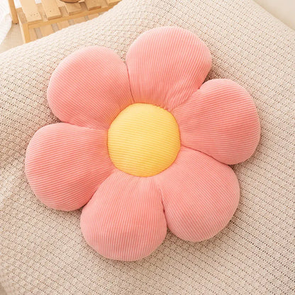 Daisy Plush Kudde | Veska Rosa med gul mitt (6 blad)