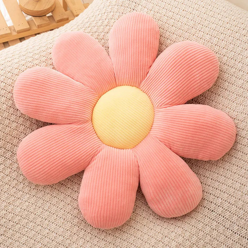 Daisy Plush Kudde | Veska Rosa med gul mitt (8 blad)