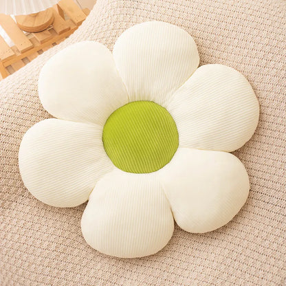 Daisy Plush Kudde | Veska Vit med grön mitt (6 kronblad)