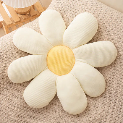 Daisy Plush Kudde | Veska Vit med gul centrum (8 kronblad)