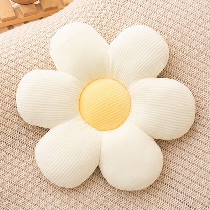 Daisy Plush Kudde | Veska Vit med gul mitten (6 kronblad)