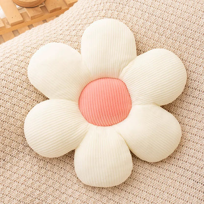 Daisy Plush Kudde | Veska Vit med rosa centrum (6 kronblad)