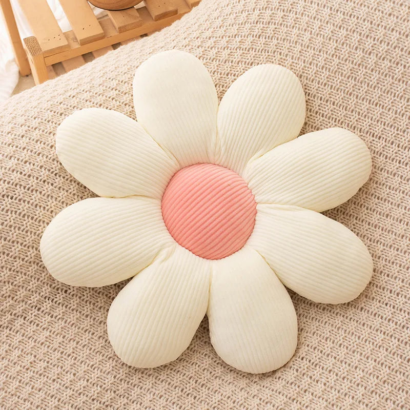 Daisy Plush Kudde | Veska Vit med rosa mitt (8 blad)