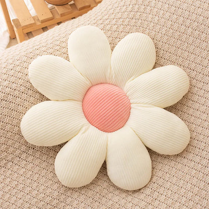 Daisy Plush Kudde | Veska Vit med rosa mitt (8 blad)