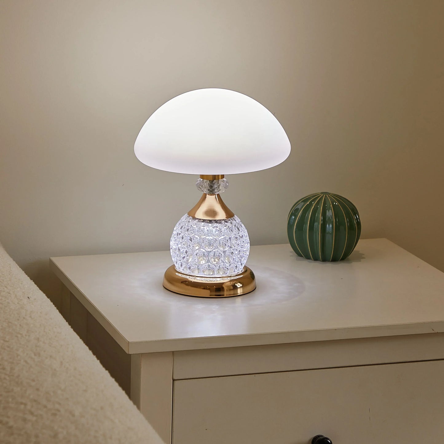 Dekorativ Stämningsbelysning LED – Kristall Bordslampa med Svampdesign, Vintage Dekorlampa för Vardagsrum eller Sovrum | Veska