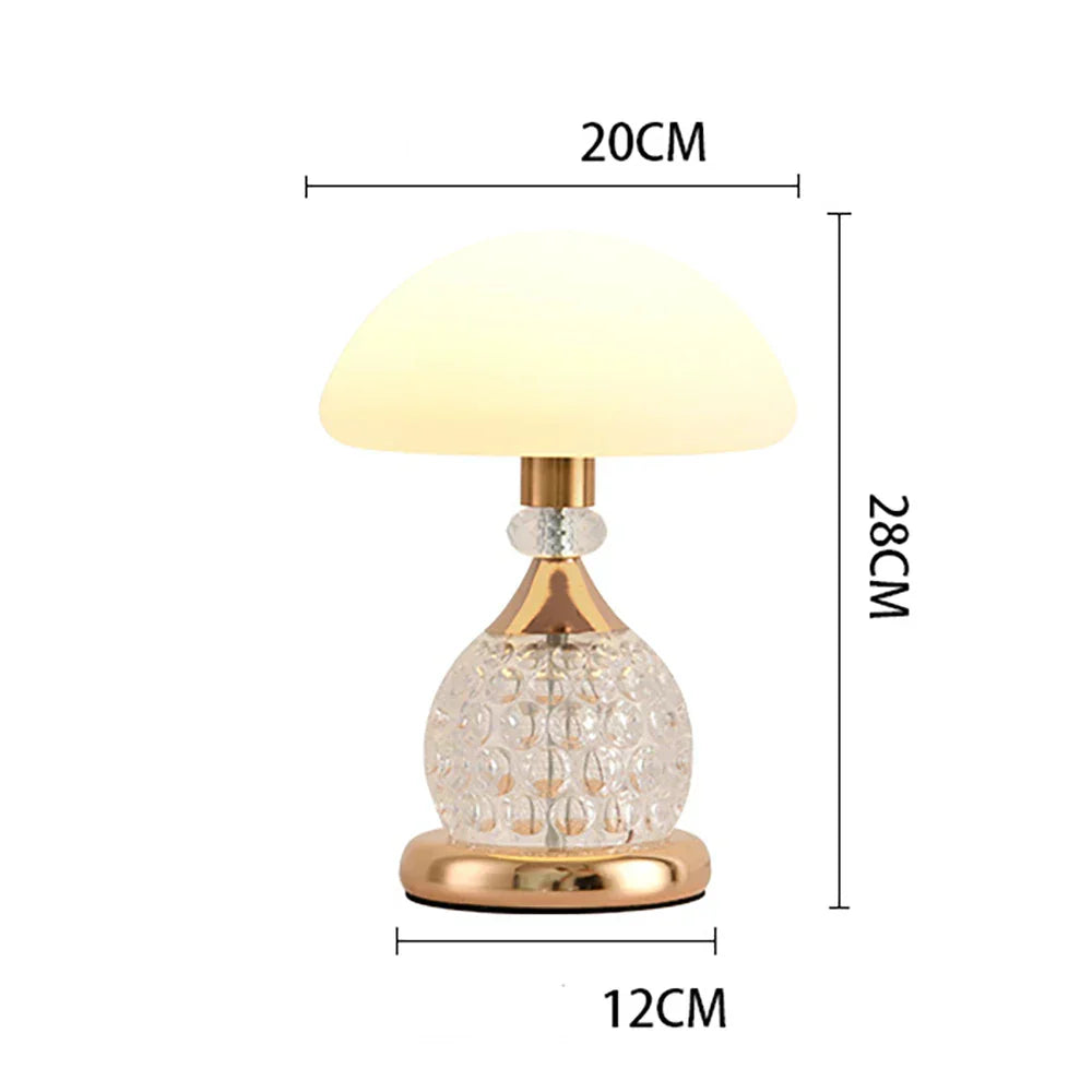Dekorativ Stämningsbelysning LED – Kristall Bordslampa med Svampdesign, Vintage Dekorlampa för Vardagsrum eller Sovrum | Veska