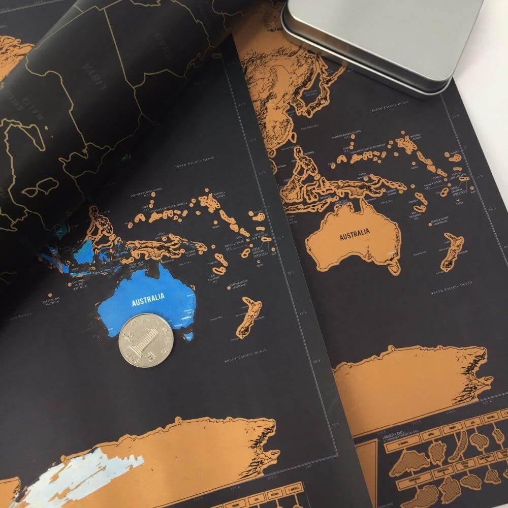 Deluxe Personlig Scratch World Map | Veska