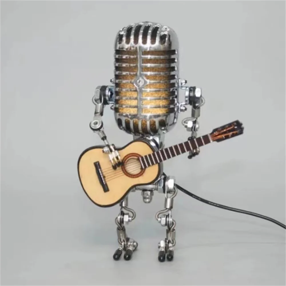 Designer bordslampa robot med gitarr för moderna och kreativa interiörer | Veska