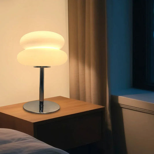 Desktop Mini Table Lamp Bauhaus Vintage Egg Tart Night Light | Veska silver