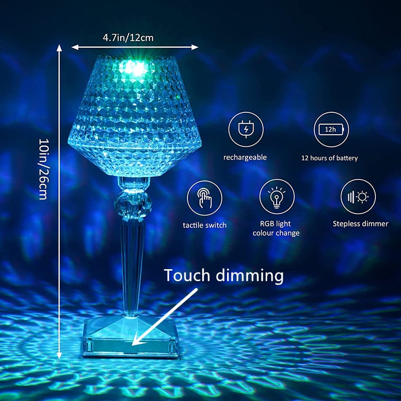 Diamond Glow Återuppladdningsbar Kristall Bordslampa | Veska