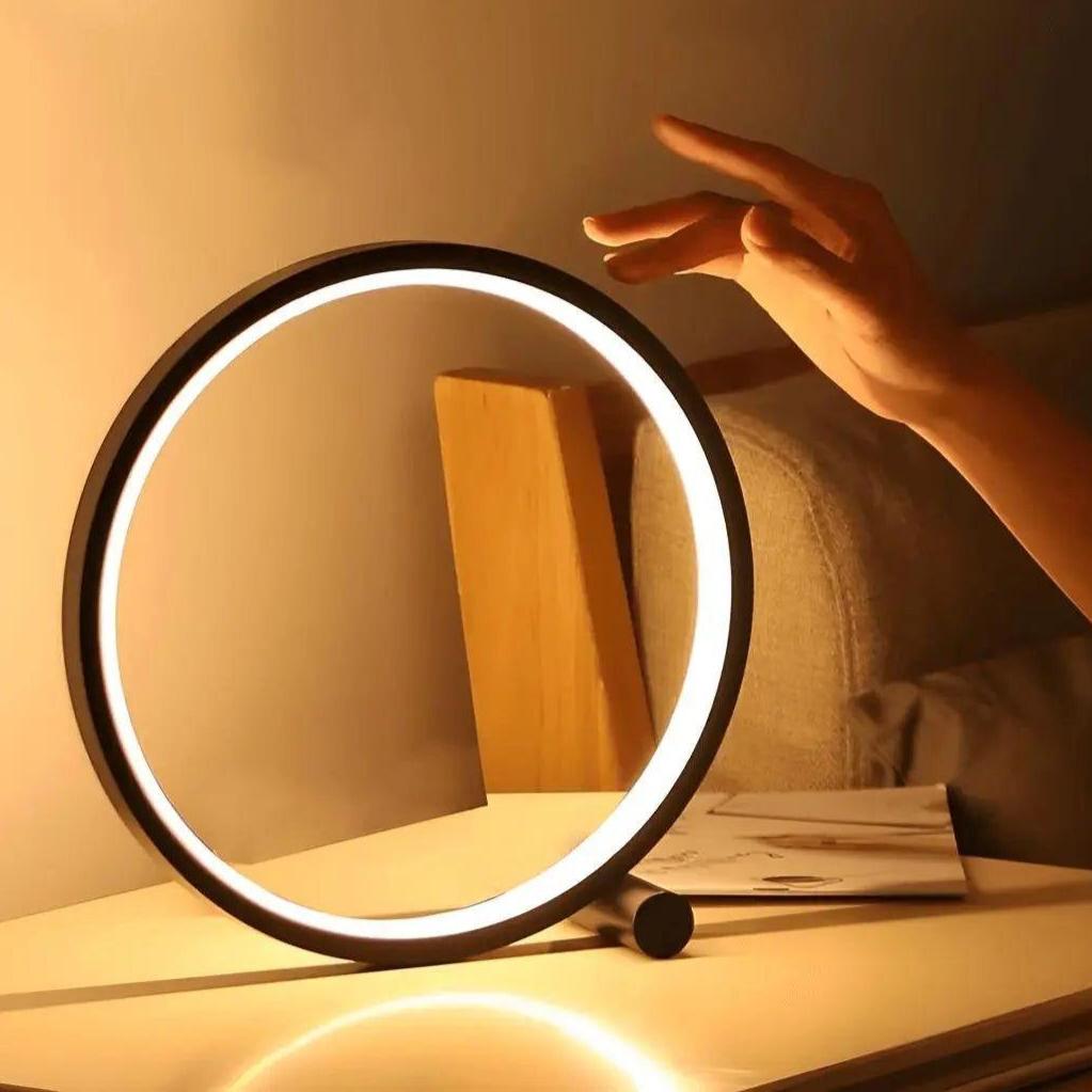 Dimbar LED Touch Rund Bordslya för Kreativa Utrymmen | Veska Svart