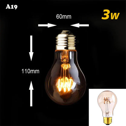 Dimbar Vintage LED-lampa (3W, E27-fäste) - Guldig spiraltråd för ljuskronor och dekorativ belysning | Veska A19 2200K Spiral Guld Nyans