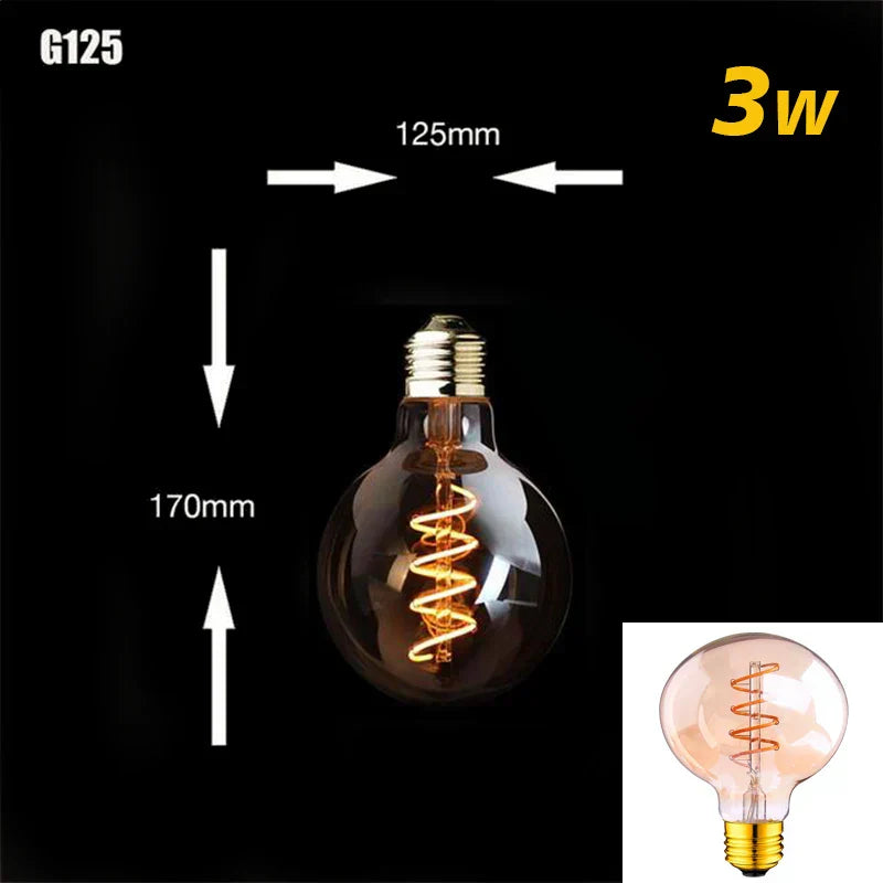 Dimbar Vintage LED-lampa (3W, E27-fäste) - Guldig spiraltråd för ljuskronor och dekorativ belysning | Veska G125 2200K Spiral Guld Nyans