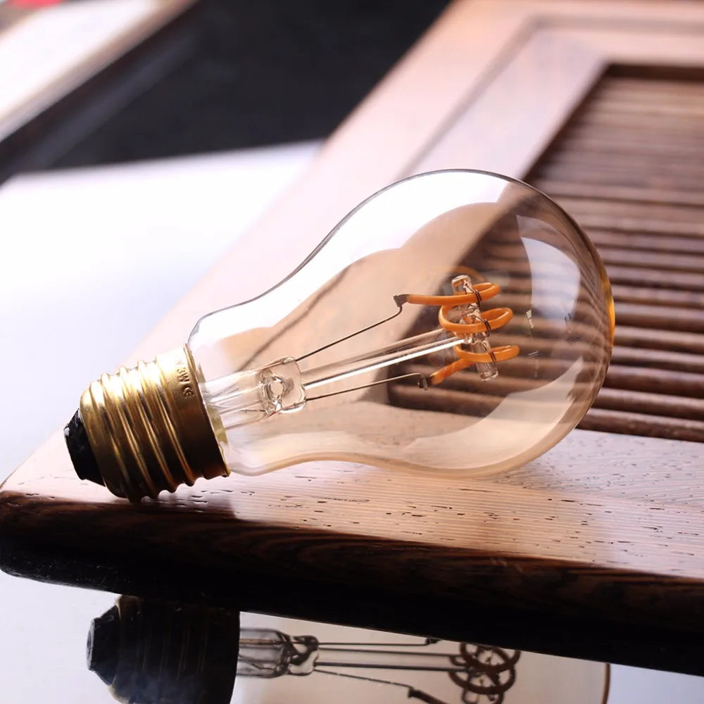 Dimbar Vintage LED-lampa (3W, E27-fäste) - Guldig spiraltråd för ljuskronor och dekorativ belysning | Veska