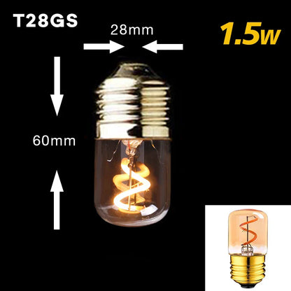 Dimbar Vintage LED-lampa (3W, E27-fäste) - Guldig spiraltråd för ljuskronor och dekorativ belysning | Veska T28GS 2200k Spiral Guld Nyans