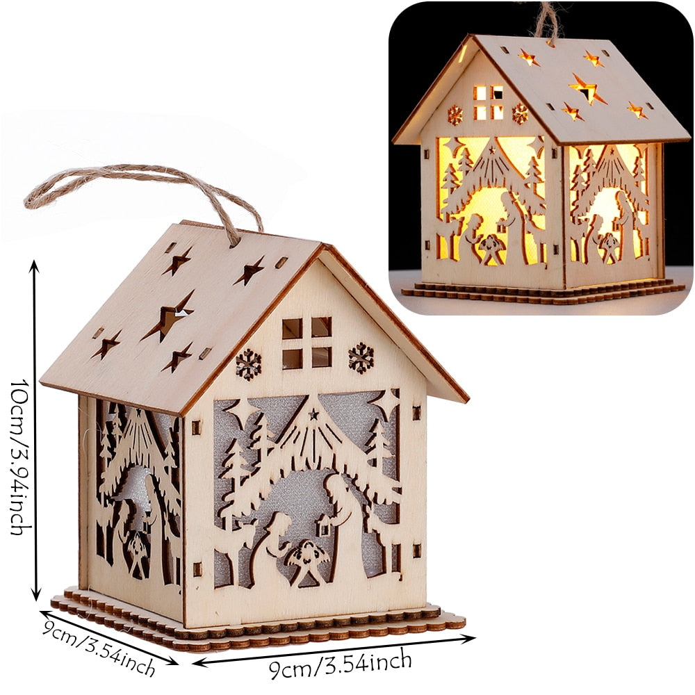 DIY Trä Hängande Hus Dekor Luminös Lampa | Veska hem