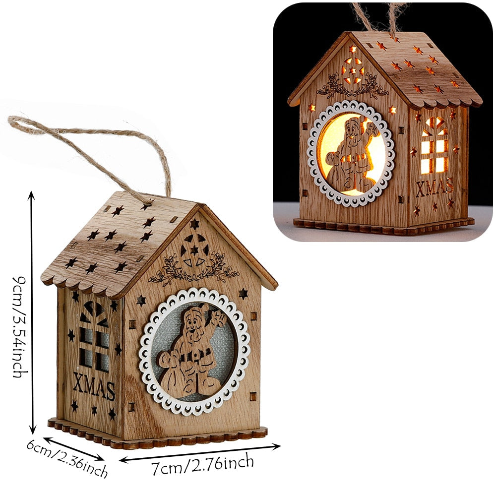 DIY Trä Hängande Hus Dekor Luminös Lampa | Veska Jultomten 2