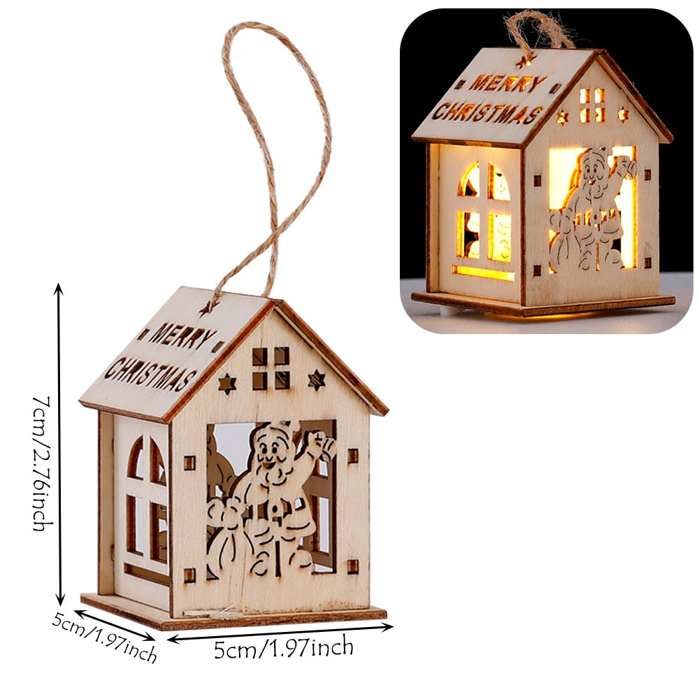 DIY Trä Hängande Hus Dekor Luminös Lampa | Veska Jultomten 3
