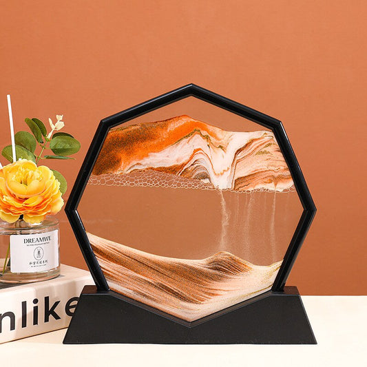 Djup Hav Flödande Hexagon Sand Dekor | Veska Svart Bas-Orange