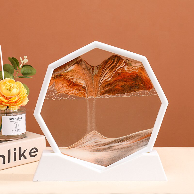 Djup Hav Flödande Hexagon Sand Dekor | Veska Vit Bas-Orange