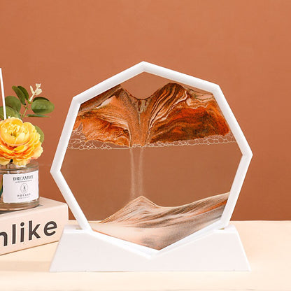 Djup Hav Flödande Hexagon Sand Dekor | Veska Vit Bas-Orange