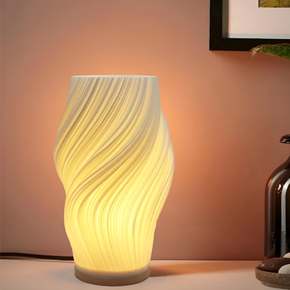 DreamWave - Modern krämfärgad 3D våglampa med elegant metallbas | Veska