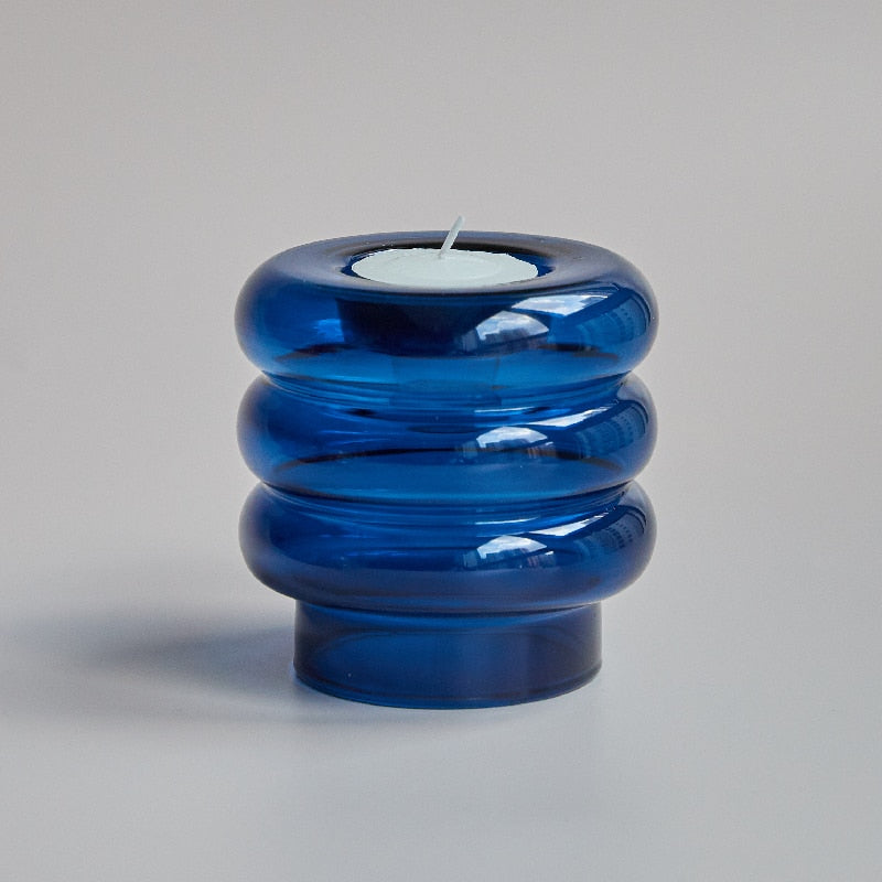 Dual Glass Spiral Candle Holder | Veska Havblå