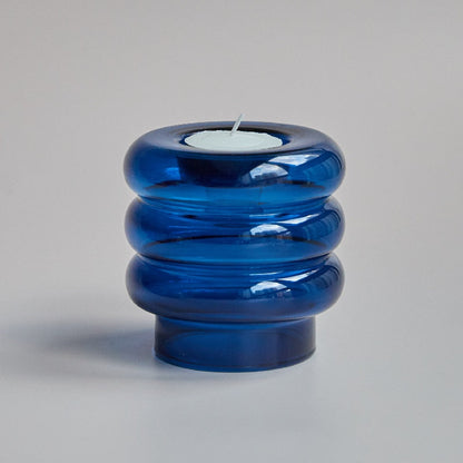 Dual Glass Spiral Candle Holder | Veska Havblå