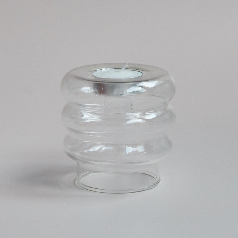Dual Glass Spiral Candle Holder | Veska Klar
