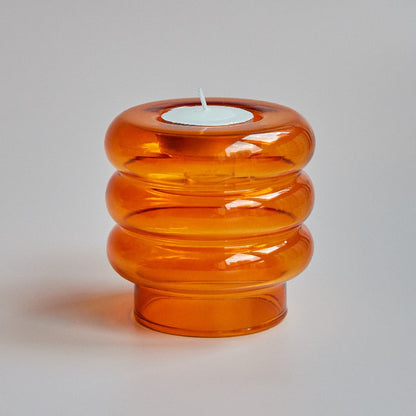 Dual Glass Spiral Candle Holder | Veska Orange