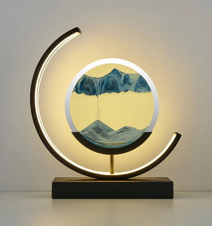 DuneGlow Bordslampa – Handgjord Ambientlampa med Lugnande Ljus och Modern Design | Veska Svart Blå