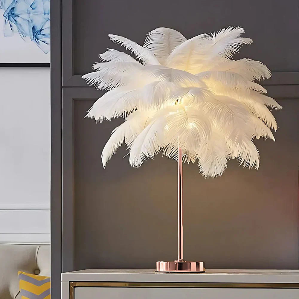 Dunskärm Modern Bordslampa | Veska Vit Roséguld