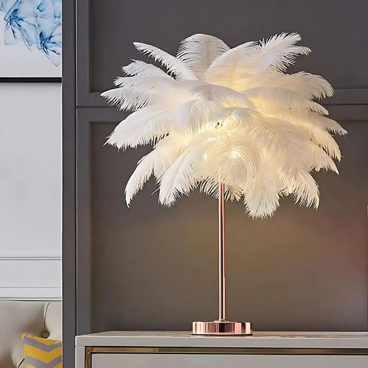Dunskärm Modern Bordslampa | Veska Vit Roséguld