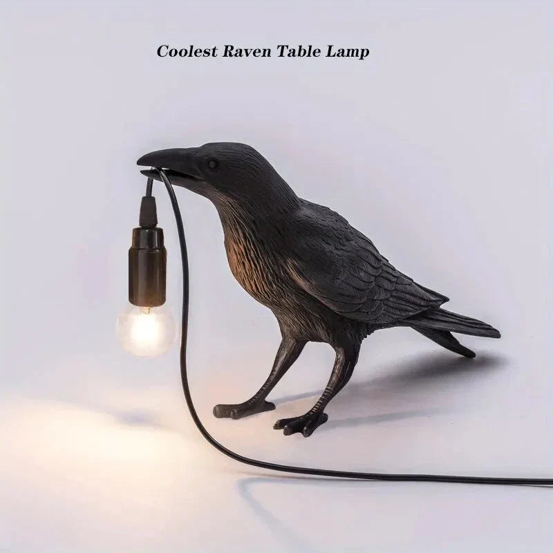 E14-lampa med kontakt gotisk kråklampa vintage resin fågarlampa för nattduksbord, kontor, vardagsrum gårdsstil art deco stil | Veska EU Kontakt Black Varmt ljus E14