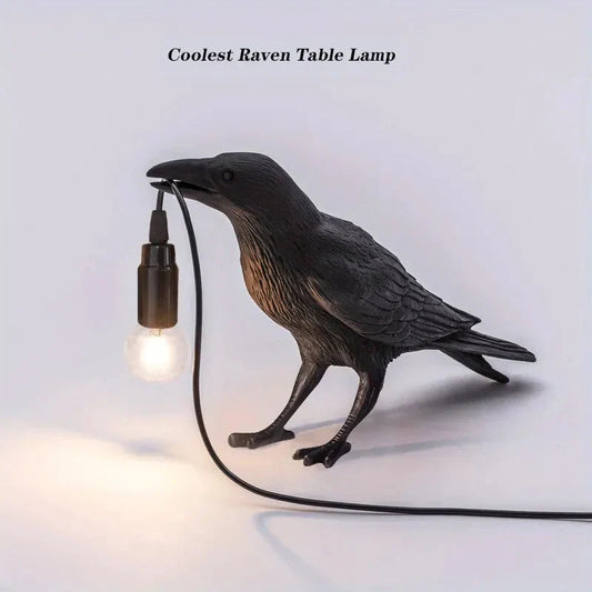 E14-lampa med kontakt gotisk kråklampa vintage resin fågarlampa för nattduksbord, kontor, vardagsrum gårdsstil art deco stil | Veska EU Kontakt Black Varmt ljus E14
