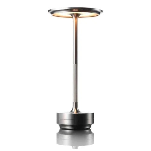 ECLARO – Uppladdningsbar Bordslampa med Dimmbar LED-ljus | Veska Silver (Rostfritt Stål)
