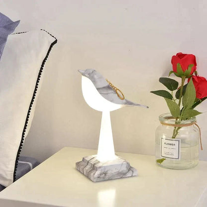 Eclectus Fågelinspirerad LED Bordslampa | Veska Marmor Röd Grön Blå Fjärrkontroll