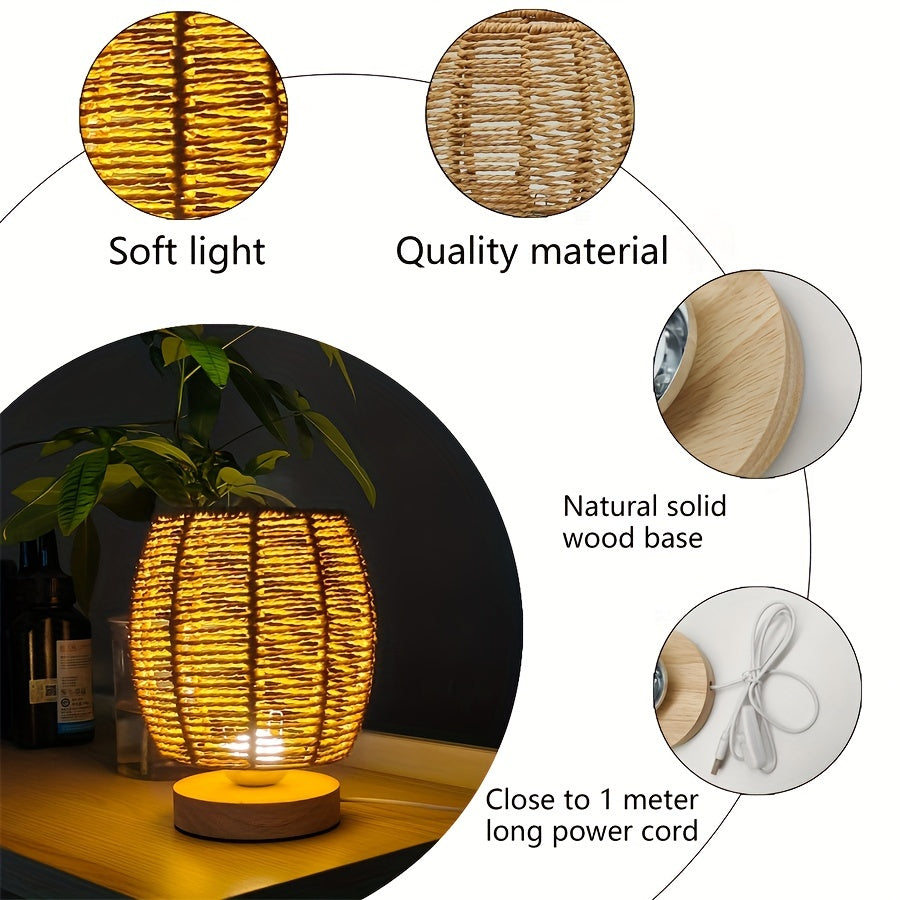 EcoLoom Bordslampa – Handgjord Trä med LED Veska