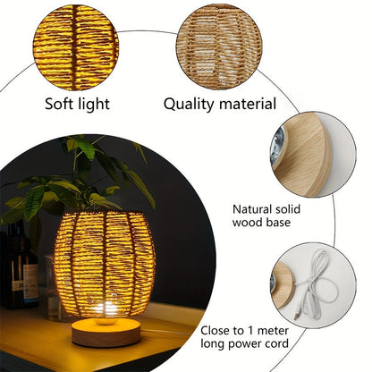 EcoLoom Bordslampa – Handgjord Trä med LED Veska