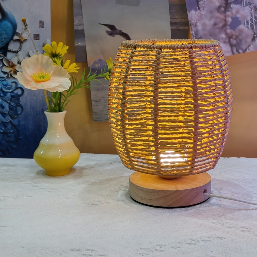 EcoLoom Bordslampa – Handgjord Trä med LED Veska Varm Gul