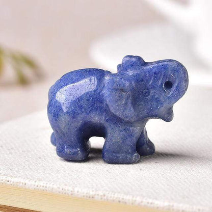 Elefant Snidad Naturlig Crystal | Veska Blå Jadestone