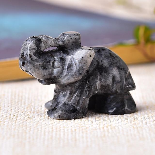 Elefant Snidad Naturlig Crystal | Veska Grå Labradorit