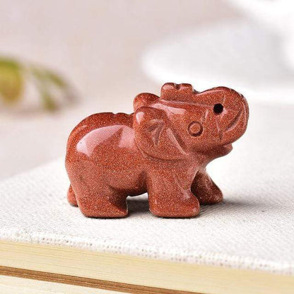 Elefant Snidad Naturlig Crystal | Veska Guld Sandsten