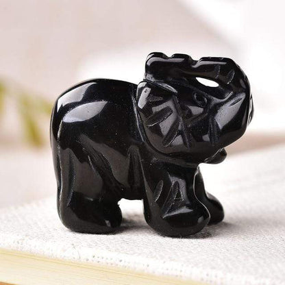 Elefant Snidad Naturlig Crystal | Veska Obsidian