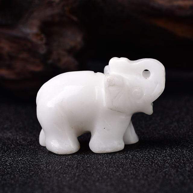Elefant Snidad Naturlig Crystal | Veska Vit jade