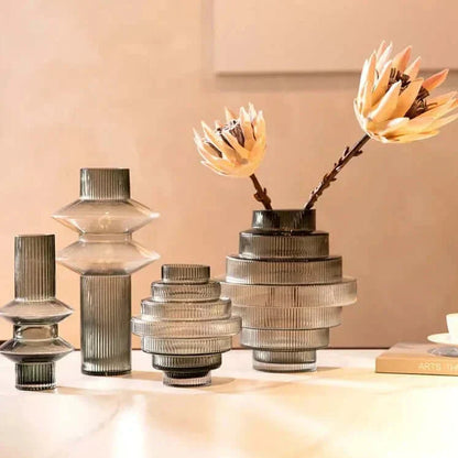 Elegant Amber Glass Vase - Contemporary decorative piece for stylish living spaces | Veska